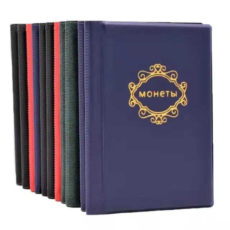 

120 Pockets Coin Album 10 Pages PU Leather Coin Album for Coins Pockets Commemorative Coin Badges Storage Collection Book