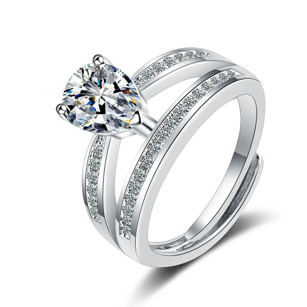 

Trendy Shiny CZ Zircon Star Platinum Plated Female Open Rings Promotion Gifts For Women 2023 New Year