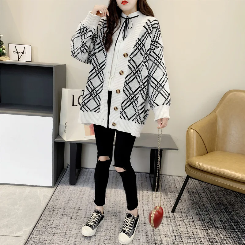 

Vintage Cardigan Sweater Japanese Harajuku Knitted Sweater Pullover Hip Hop Streetwear Loose Knitwear Tops Suéter de las mujeres