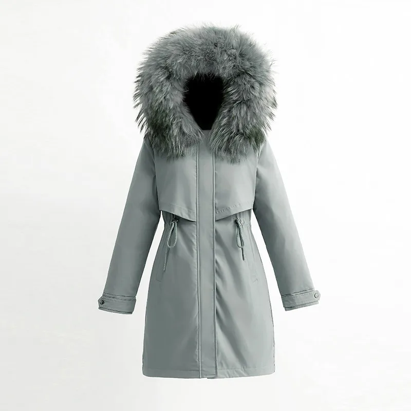 

Long Jacket Women with Hood 2021 Winter Jacket New Women's Coat Fleece Outerwear Fur Collar Warm Down Jacket