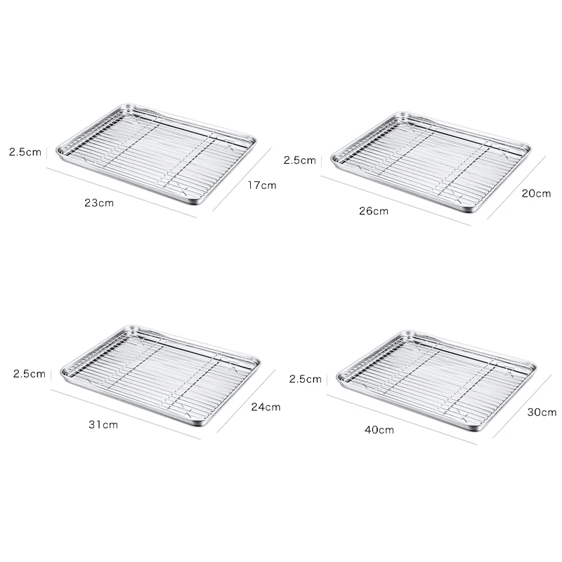 

Stainless Steel Barbecue Tray With Removable Cooling Rack 2 In 1 Mutifunctional Grill Mesh Non-stick Kitchen Tools BBQ Tray