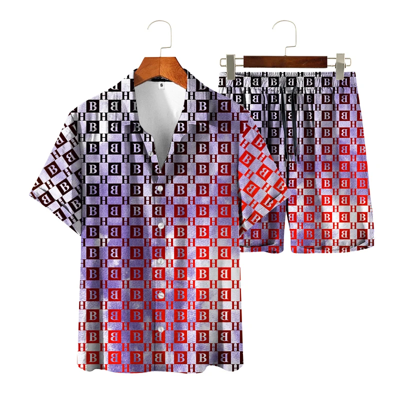 

Casual 2-piece Hawaiian Flower Shirt Short Sleeve + Beach Shorts 2021 Summer Men's Fashion Loose Short Sleeve Vacation Suit Men