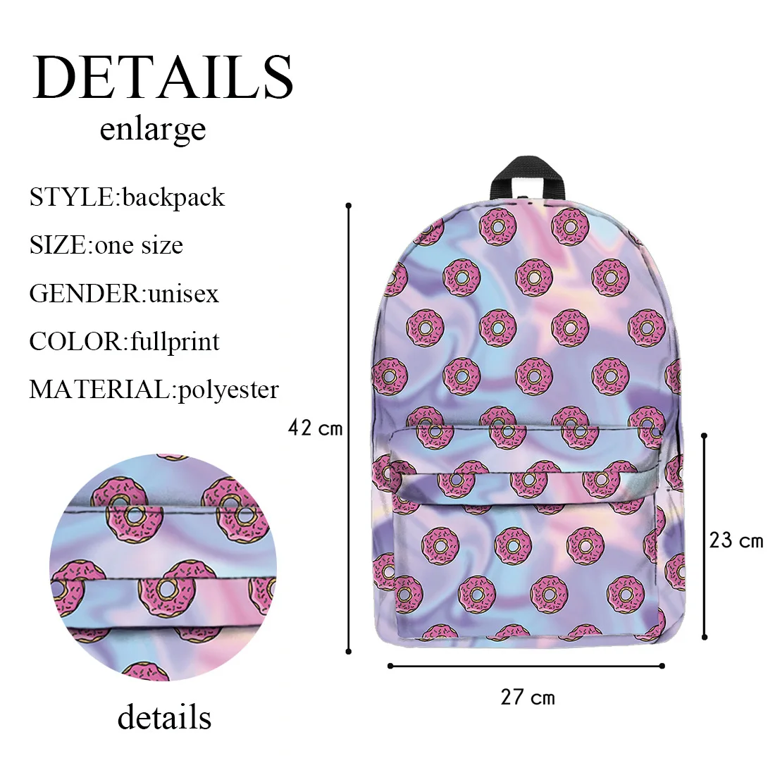 Holo пончики 3D печать mochila рюкзак женская сумка mochilas mujer новые школьные рюкзаки для
