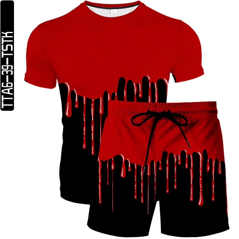 

2021 summer new men's and women's 3D printed beachwear fashion boutique T-shirt paint elements S-6XL street men's clothing