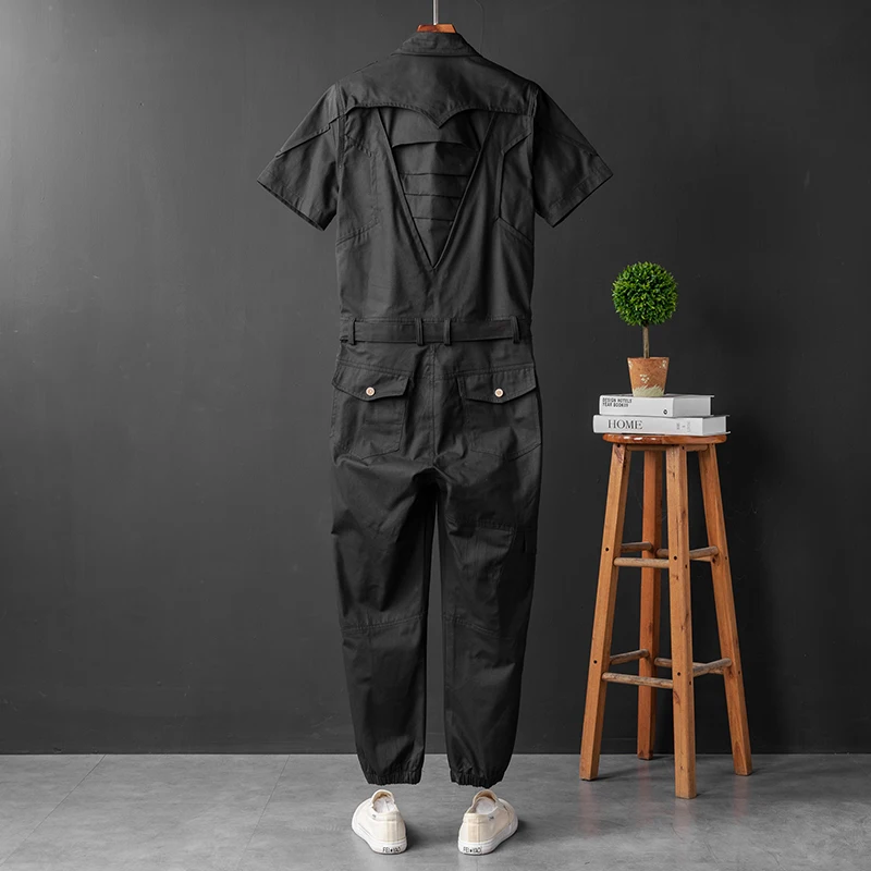 ZYYong Летний Новый мужской комбинезон с коротким рукавом отворотом приталенный в