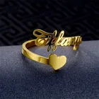 Кольцо с именем на заказ, регулируемое индивидуальное кольцо с сердцем, кольца с именной табличкой на заказ для женщин, кольцо из нержавеющей стали для пар, ювелирные изделия