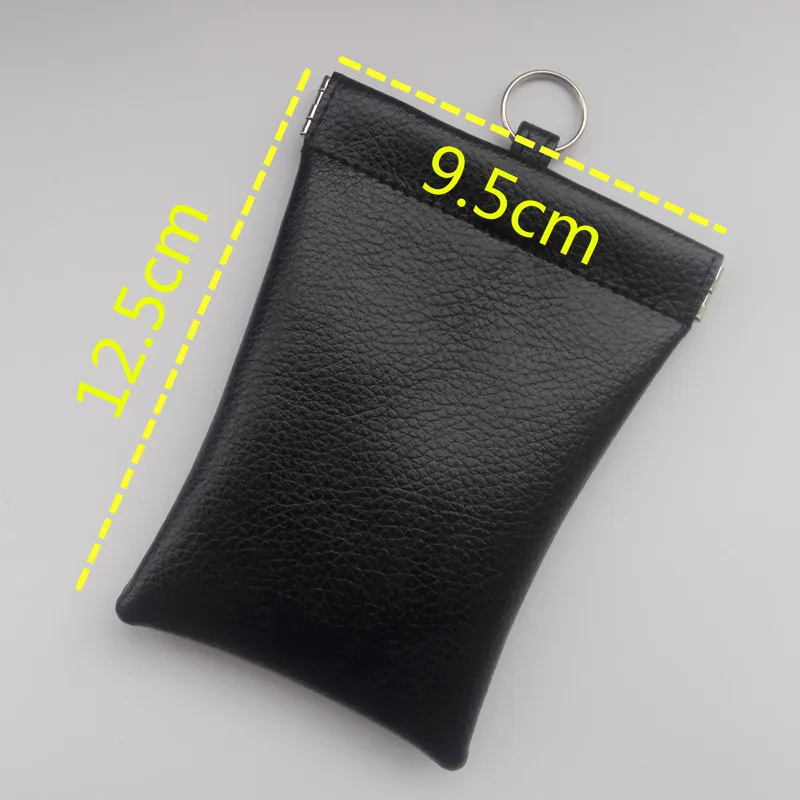 Черный кошелек для автомобильных ключей из натуральной воловьей кожи держатель