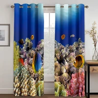 new home 3d printing ocean world printing living room adult bedroom waterproof material custom curtain set with hook accessories