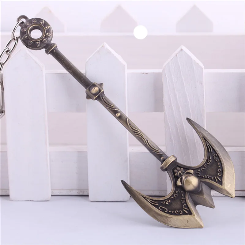 

League of Legendes Sion Weapon Model Keychain for Men Vintage LOL 12cm Metal Key Ring Fans Collectible Jewelry Gifts