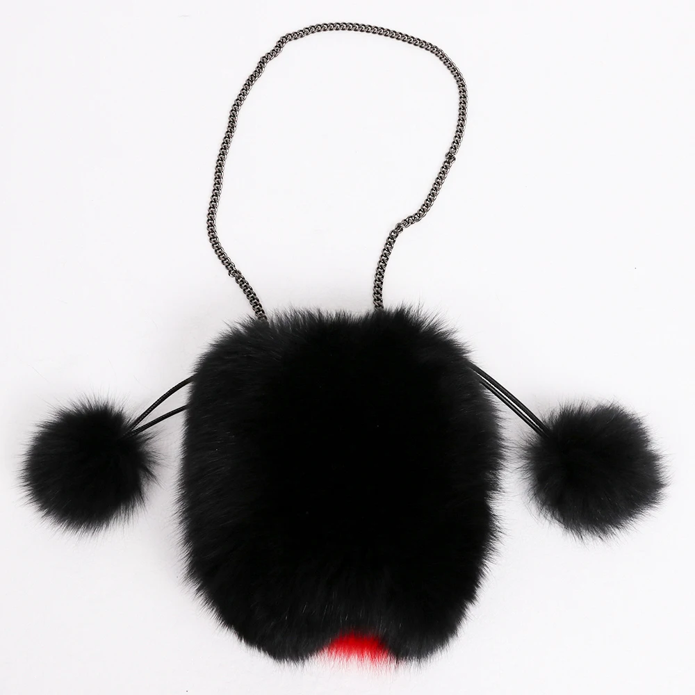 Милая пушистая сумка через плечо для девочек Женская маленькая на с натуральным