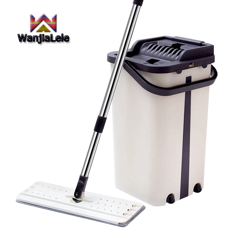 Швабра с плоским выдавливанием волшебная без рук Автоматическое вращение на 360 °