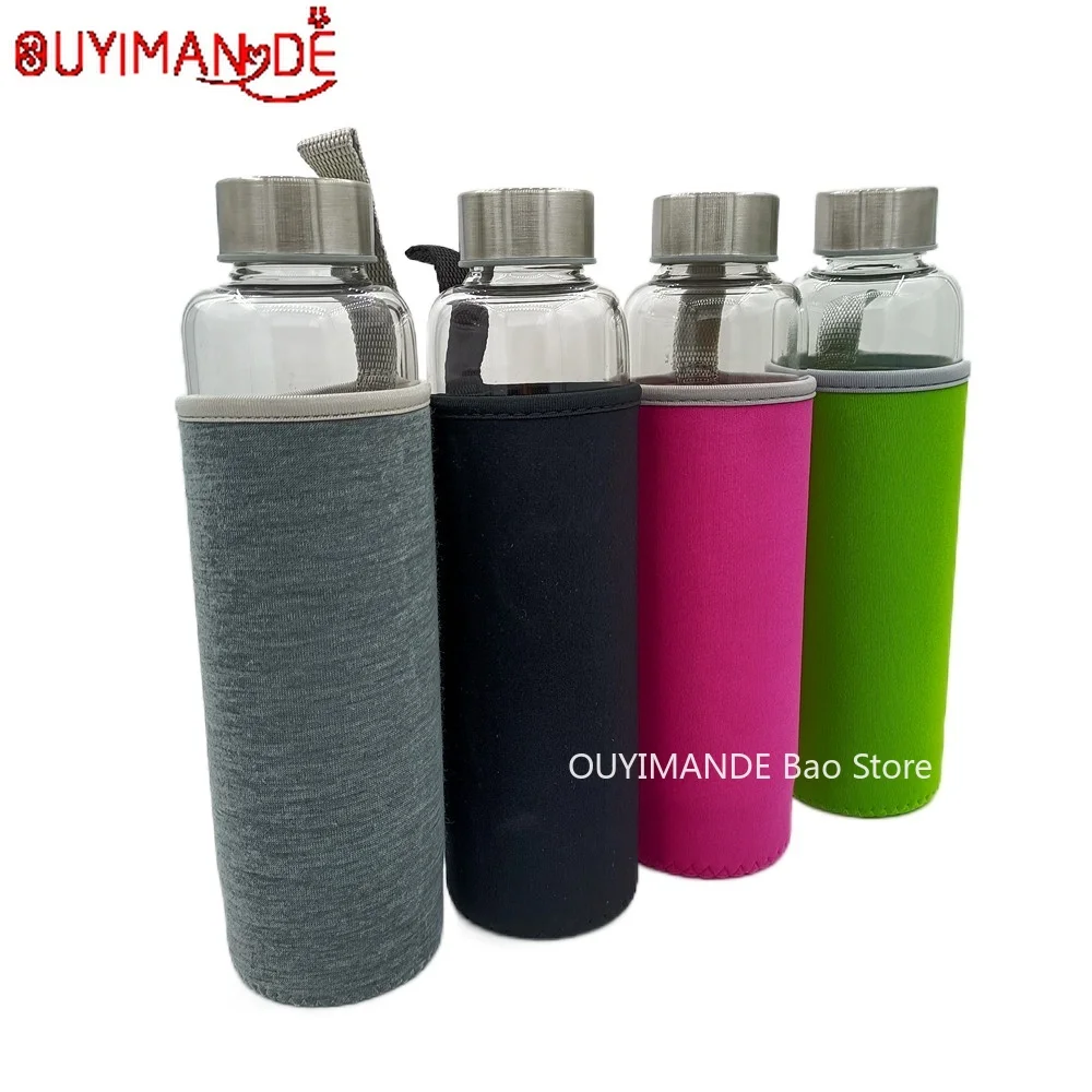 

550ml Universal BPA Free High Temperature Resistant Glass Sport Water Bottle with Tea Filter Infuser Bottle Jug Protective Bag