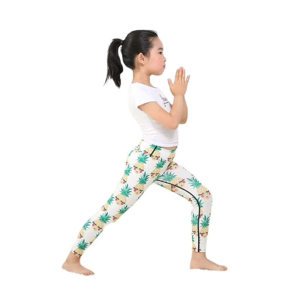 Милые детские штаны для йоги спортзала танцев с принтом ананасов от 6 до 12 лет
