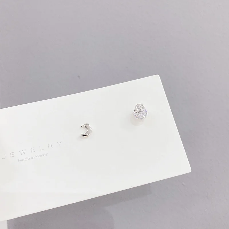

2021 New Design 6 Pcs 14K Real Gold Plated Star Moon Stud Earrings Luxury Jewelry Cubic Zircon Earrings