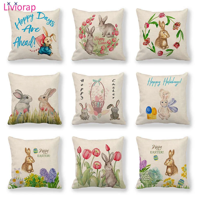 Liviorap счастливая Пасха украшения для дома Кролик пасхальные яйца наволочка из