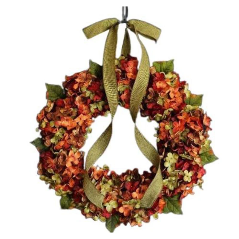 

Autumn Wreath Hydrangea Bow Decoration Garland Thanksgiving Door Hanging Home Decoration Accessories Party Supplies