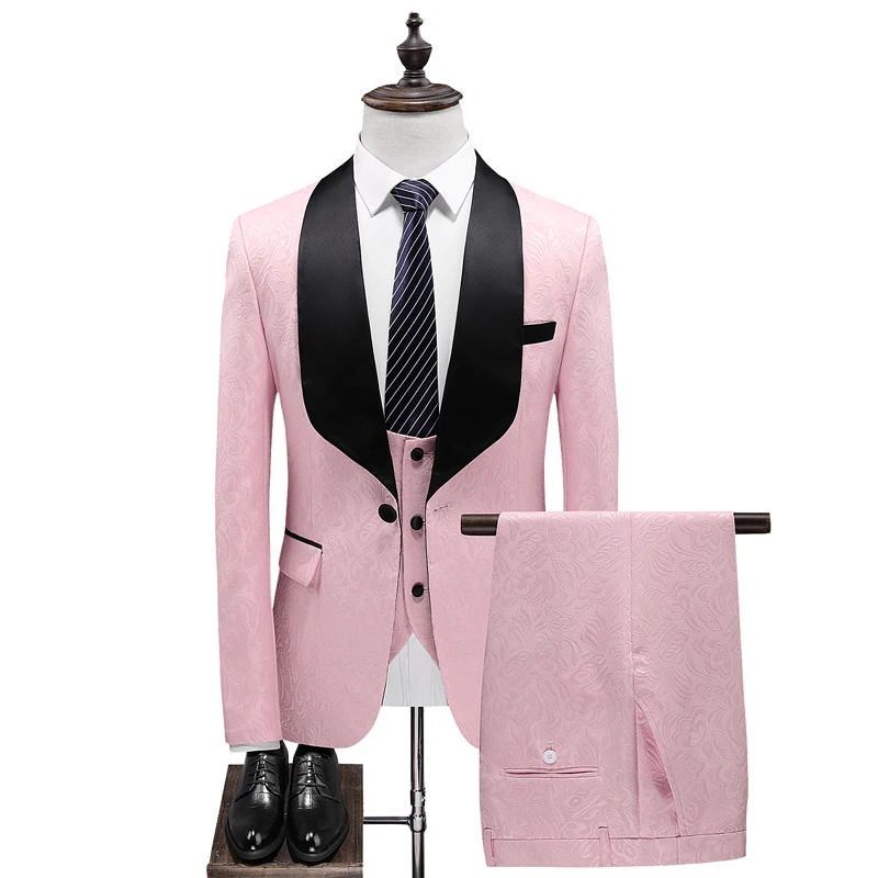 

Men's Suits for Wedding Slim Fit 3 Piece Shawl Lapel Vest Blazer Pants Grooms Party Prom Banquet Tuxedos Suit for Men