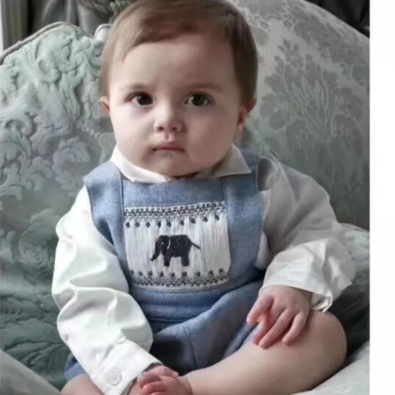 Осень 2019 эксклюзивная испанская детская одежда шерстяные ремни брюки + рубашка 2