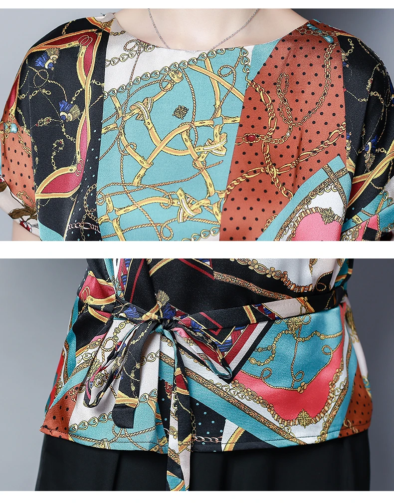 женские топы Модные шифоновые рубашки с принтом Большие размеры 2019 летние новые