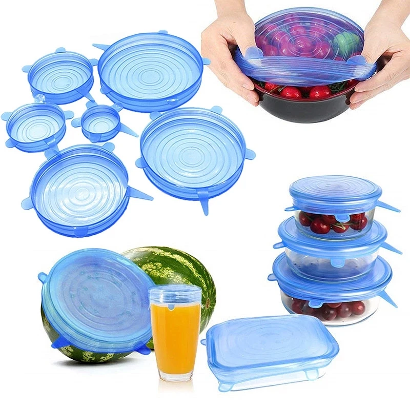 

Universal Silicone Lids Food Cover Cap for Cookware Bowl Microwave Cover Stretch Lids Food Wrap Bowl Stopper Kitchen Accessories