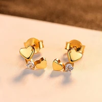 caoshi elegant female heart earrings silver colorgold color shiny zirconia ear stud bridal accessories trendy modern jewelry