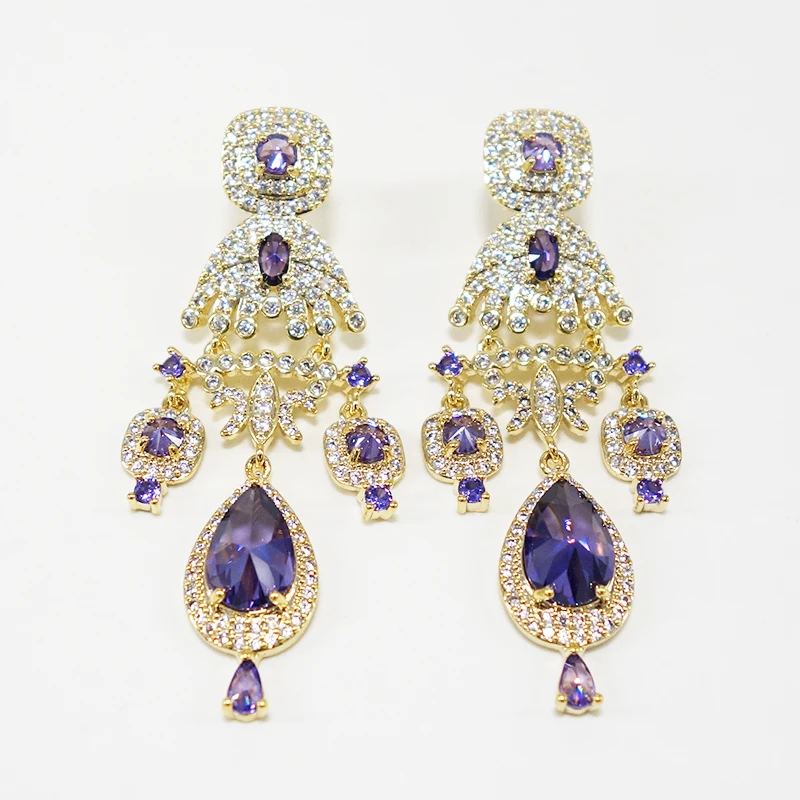 

Iced out Hip Hop Big Earrings For Women Wedding Miami Prong Cuban Chain Link Cubic Zirconia CZ Earrings Set Hip Hop Chains