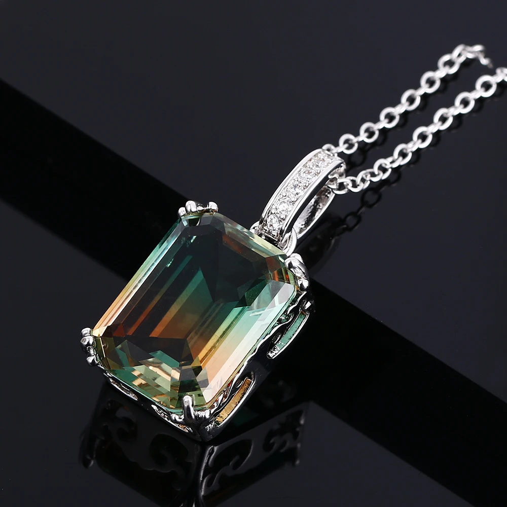 

Fashion Silver Pendant Necklace AAAAA Multicolor Zircon Gemstone Charm Pendant Party Gift Party Anniversary Wholesale