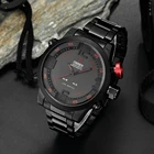 Мужские спортивные водонепроницаемые кварцевые часы из нержавеющей стали с двойным циферблатом