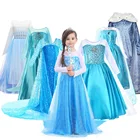 Платье принцессы для девочек, Детский карнавальный костюм Снежной королевы, костюм Эльзы, Детская вечерние с блестками на Хэллоуин, день рождения, От 2 до 10 лет