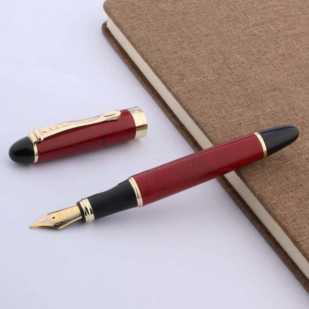Перьевая ручка jinhao 450 с темно-красным узором лакированным золотым наконечником