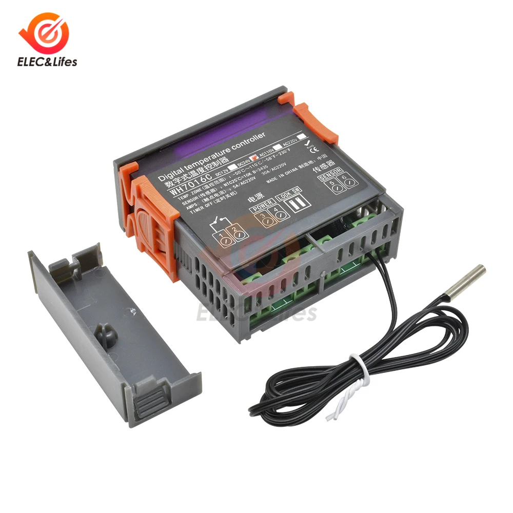 WH7016C DC12V 24V AC110V 220V 10A LCD цифровой регулятор температуры термостат комнатный