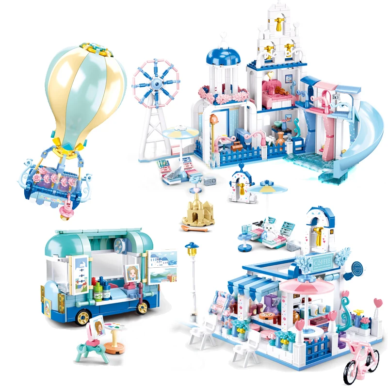 

Aegean Sea Series Building Blocks City Wedding Party Car Girl Friends Princess Prince Bricks Toy For Children Christmas Gifts