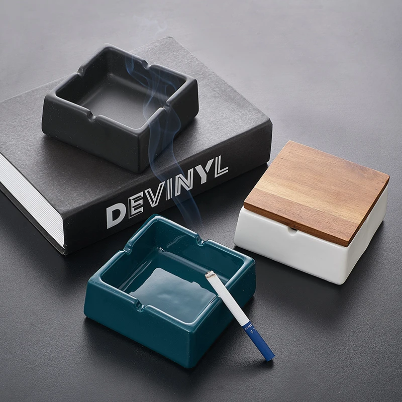 Керамическая пепельница для дома Скандинавская с крышкой Декор декоративная