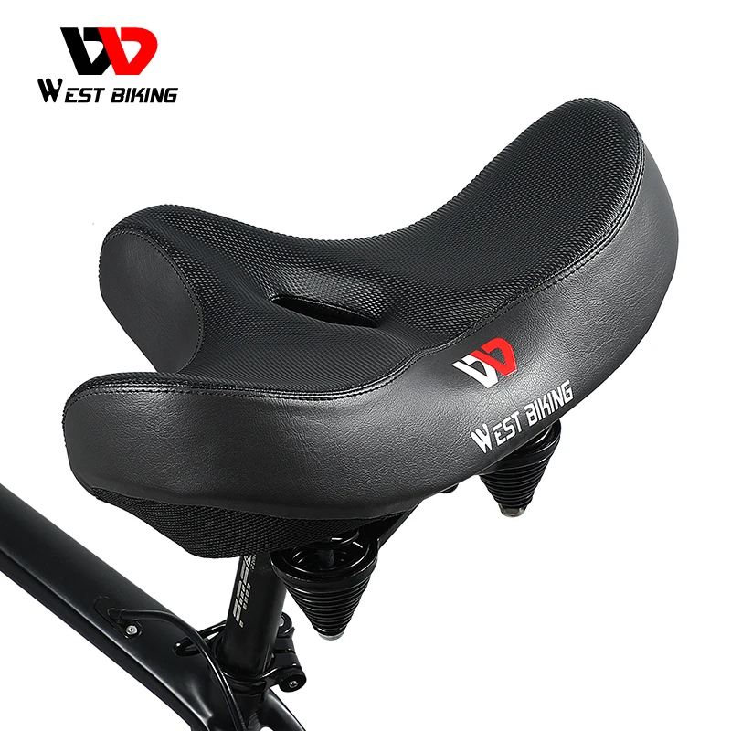 WEST BIKING эргономичное мягкое велосипедное седло, широкая утолщенная Подушка, удобное дышащее велосипедное седло для горного велосипеда - изображение