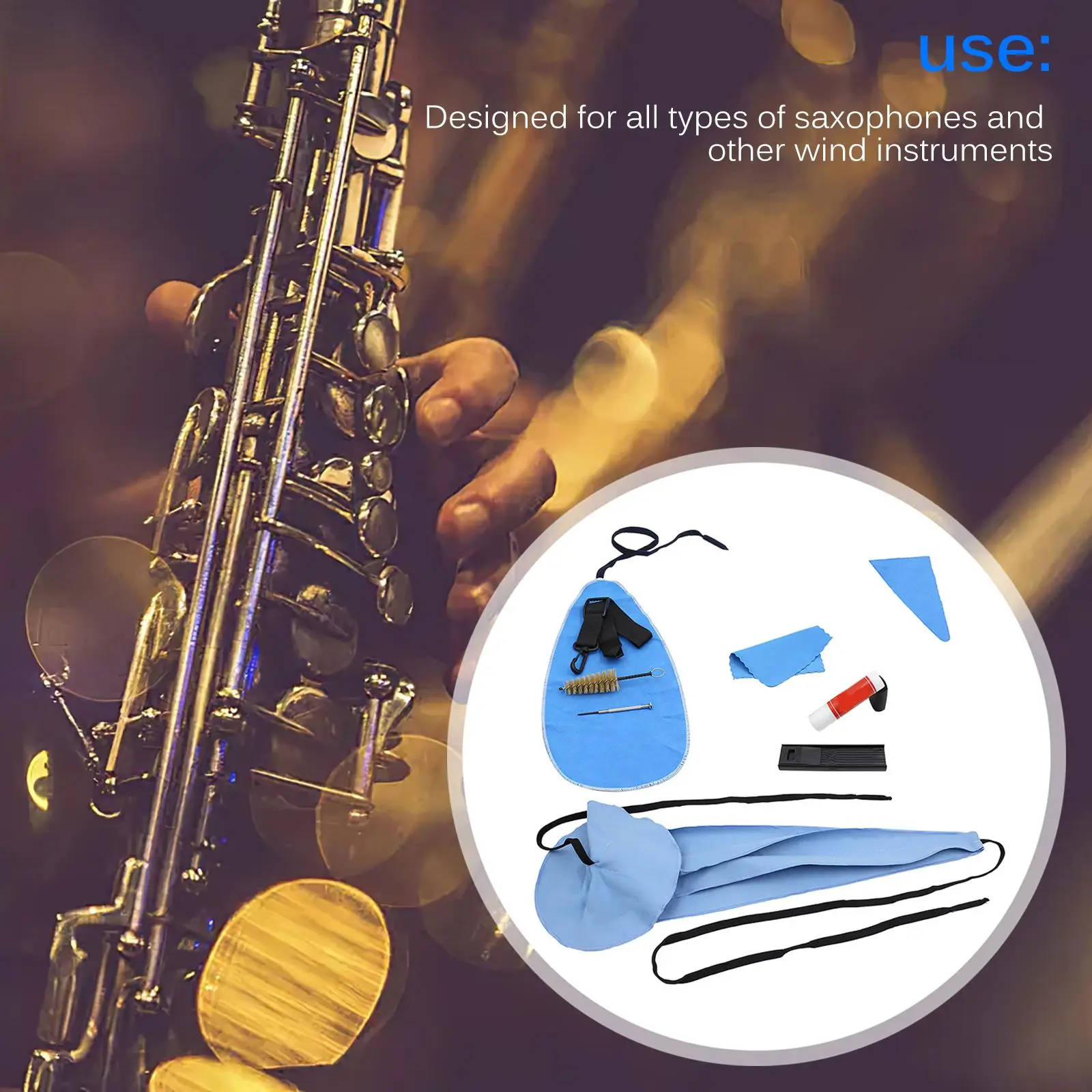

Saxophone Cleaning Care Kit Belt Thumb Rest Cushion Reed Case Mouthpiece Brush Mini Screwdriver Cleaning Cloth