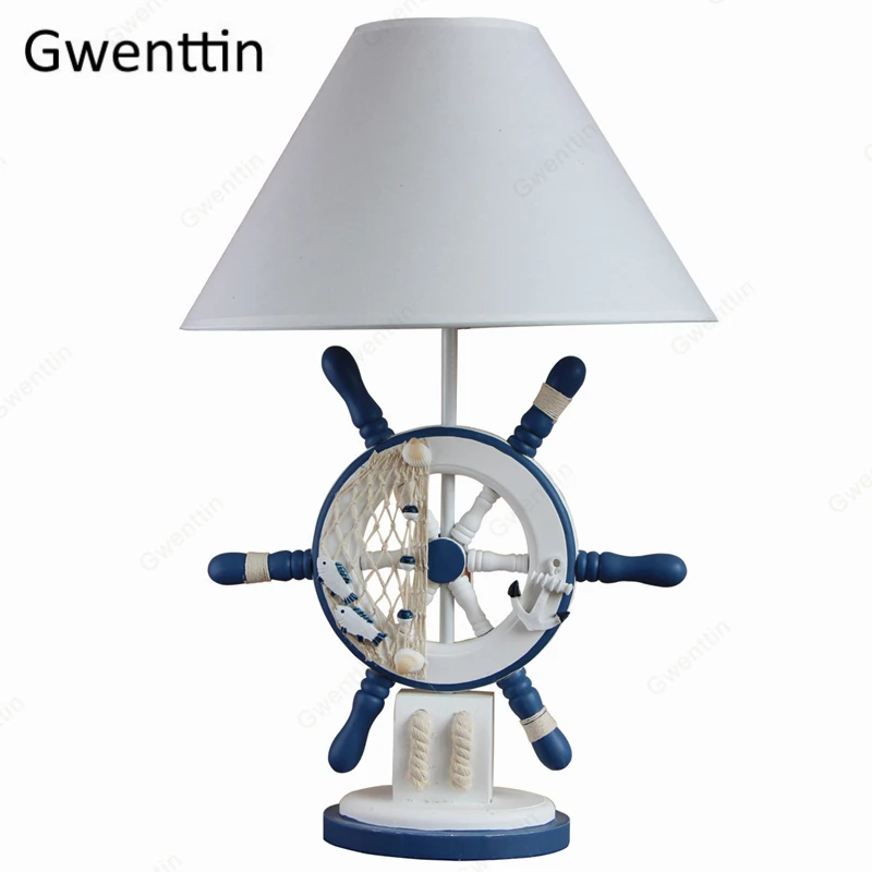 Деревянная настольная лампа в форме руля средиземноморский Настольный
