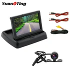 Автомобильная камера заднего вида YuanTing и ЖК-монитор заднего вида 4,3 дюйма, 12-24 В, универсальная Проводная система ночного видения, система заднего вида