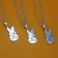 steampunk stainless steel carved love rabbit pendant charm chain hip hop metal beads animal clavicle necklace jewelry accessorie