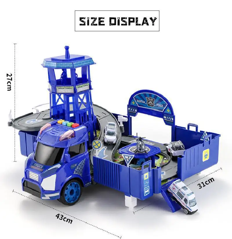 

Deformed Track Engineering Vehicle Toys For Kid Fire Truck Track Car Diy Model Parking Kits Assembly Transformation Children Toy