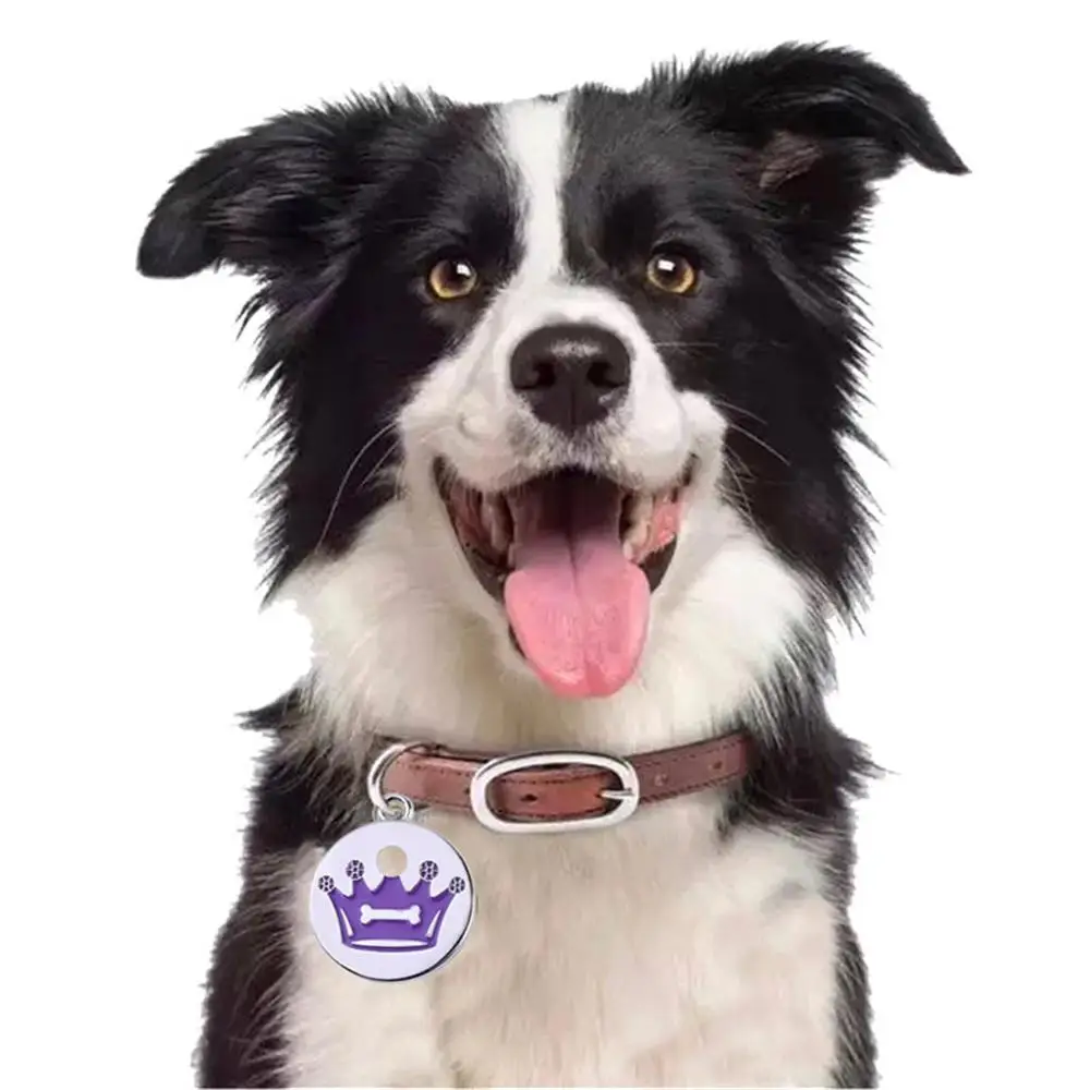 Ошейники для домашних животных собаки ID ярлыки круглая корона собака Милая Мини