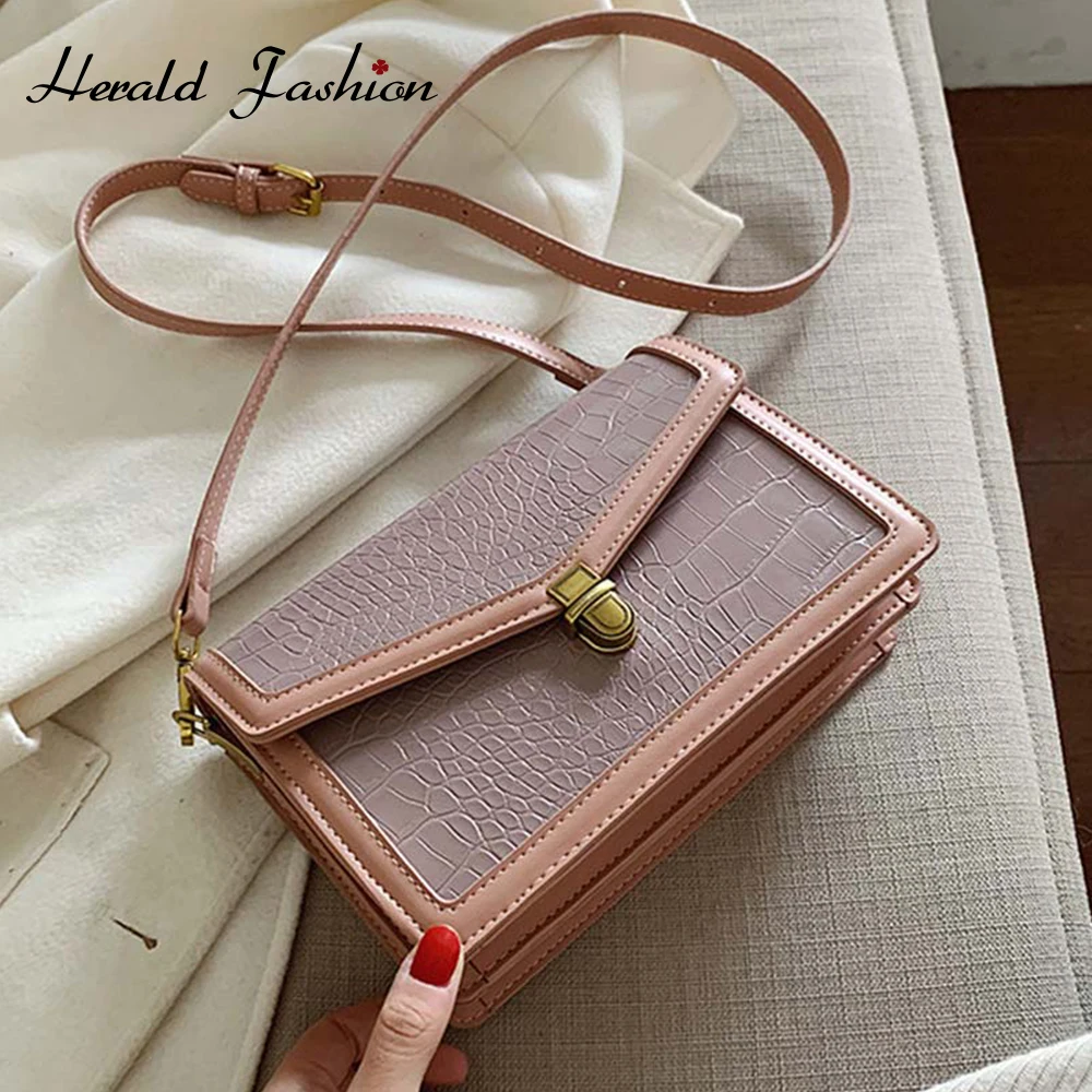 Качественные кожаные сумки через плечо с каменным узором для женщин