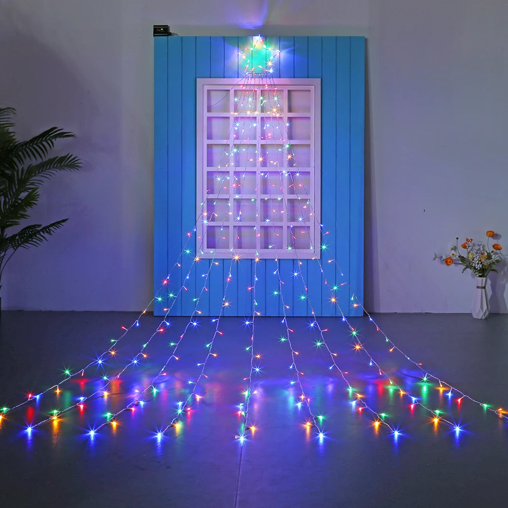 

LED 8 Lighting Mode star lights 9 trailing meteor waterfall lights outdoor garden Christmas decoration lights solar string