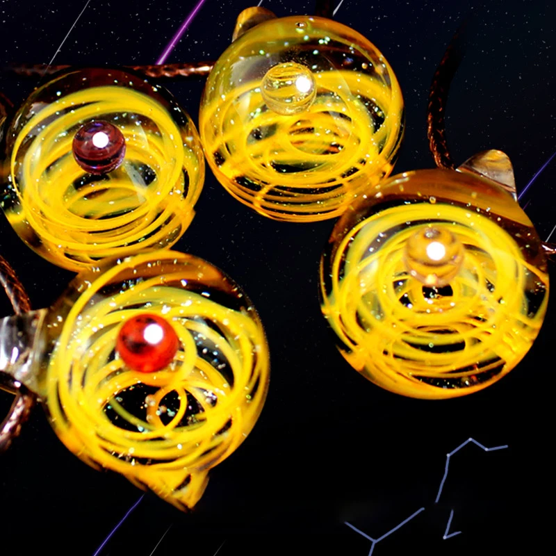 Блестящая Вселенная стеклянная бусина подвеска с планетами ожерелье галактика