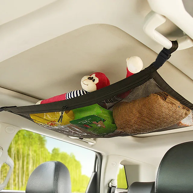 

Portable 80*58cm Car Roof Storage Net Bag Mesh Pocket Trunk Interior Storage Bags Adjustable Auto Organizer Suitable for SUV