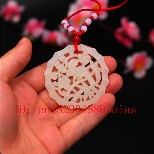 Натуральный белый китайский Нефритовый Цветок Птица кулон ожерелье очарование