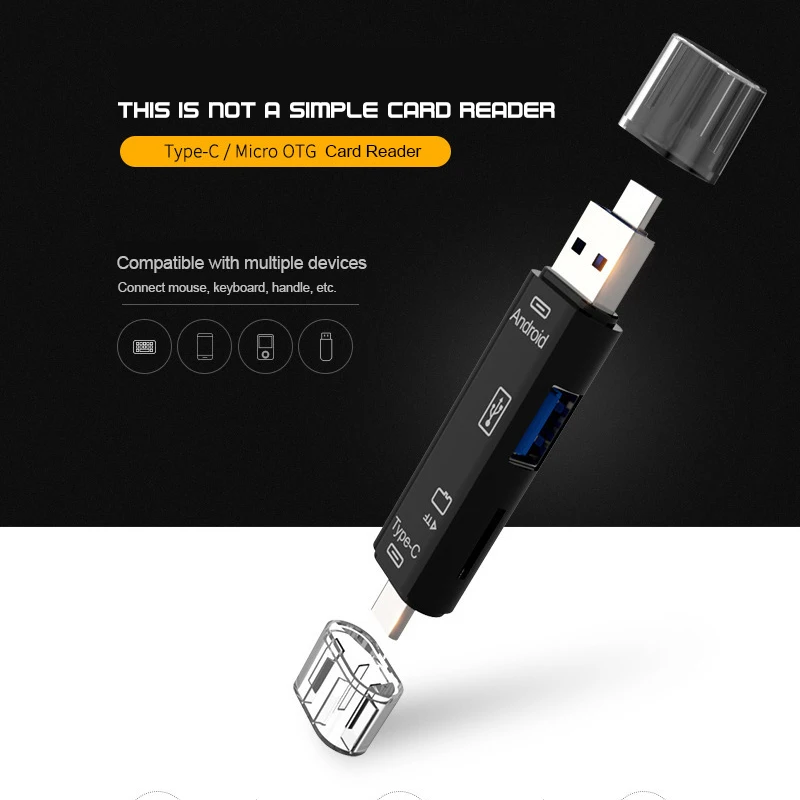 Type C и MicroUSB USB 3 в 1 OTG кард ридер высокоскоростной Универсальный TF/USB для Android