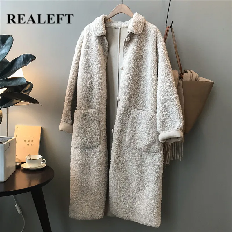 

Женское шерстяное пальто с отложным воротником, длинным рукавом и карманами