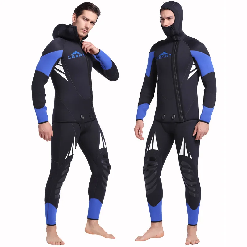 Men Wetsuit Blue Профессиональные скакалки, 5 мм неопреновый гидрокостюм для подводного плавания, подводное снаряжение для дайвинга, Мужская футболка, набор для подводного плавания, мокрый костюм гидрокостюм K - Цвет: Men Wetsuit Blue
