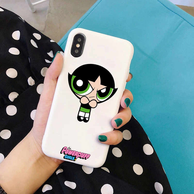 Чехол Powerpuff для девочек iPhone X XR Xs Max 8 7 6 Plus 6S 5s SE силиконовый милый чехол на телефон с