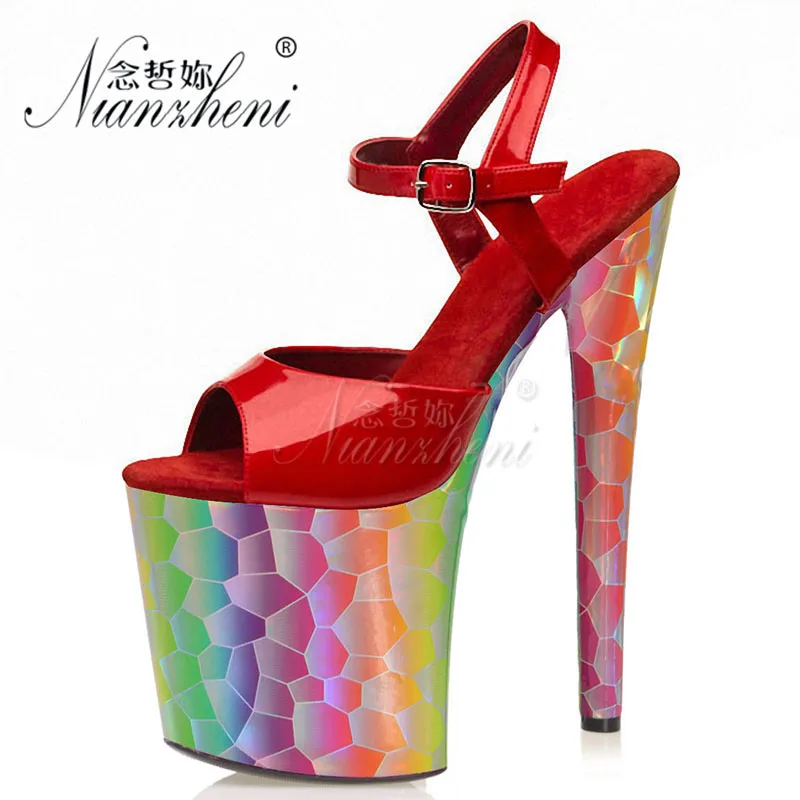 

20CM Super High Heeled Pole Dance Shoes Big Size Color Women's Platform Sandals 8 Inches Shallow Thick Clubbing Fashion Dress